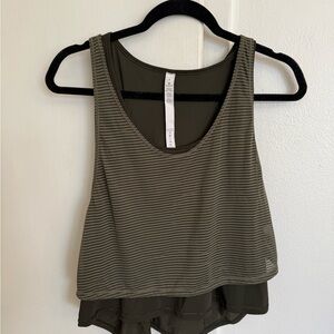 Lululemon Athletica Olive Striped Tank Top